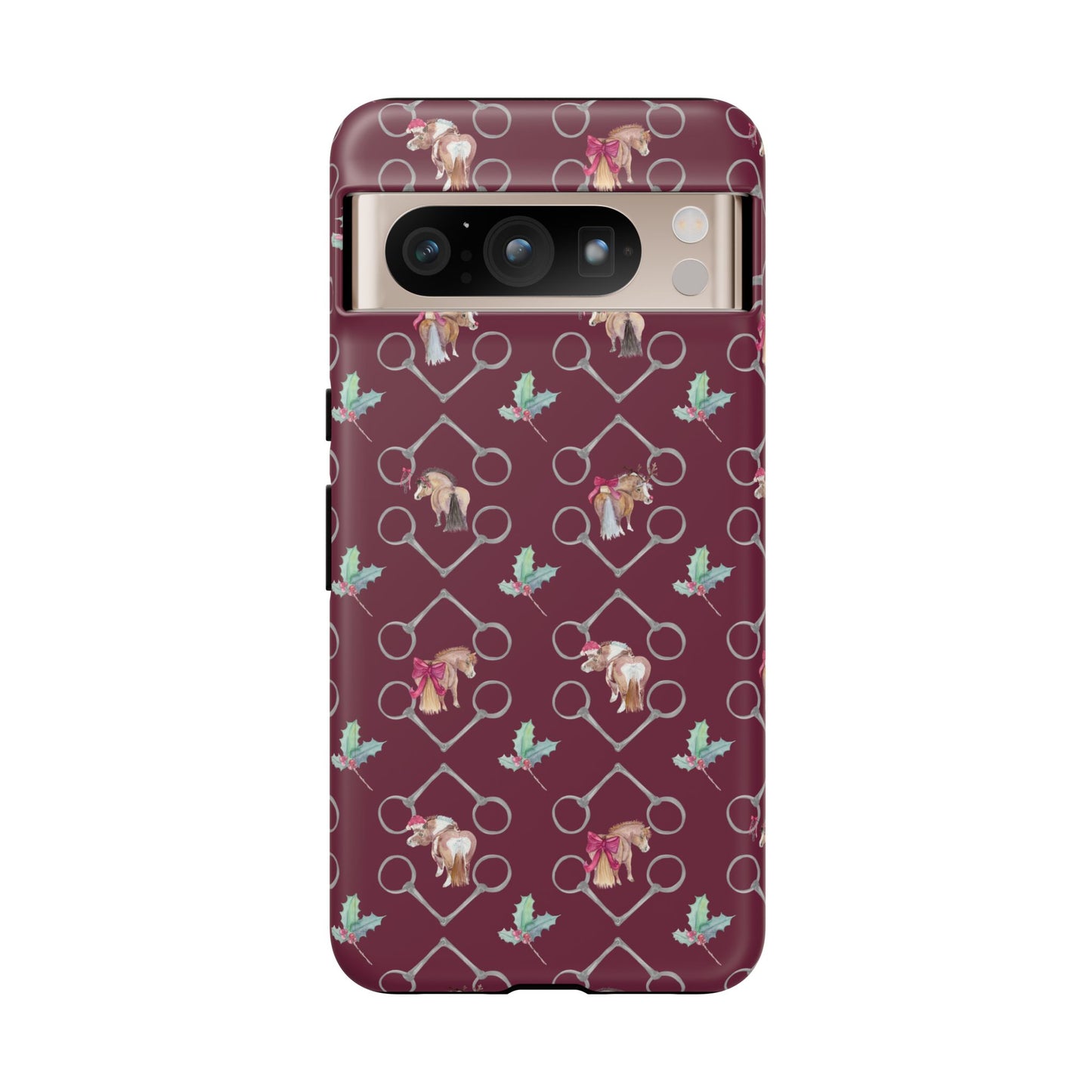 Adorable Little Ponies and Holly in Burgundy Tough Phone Case