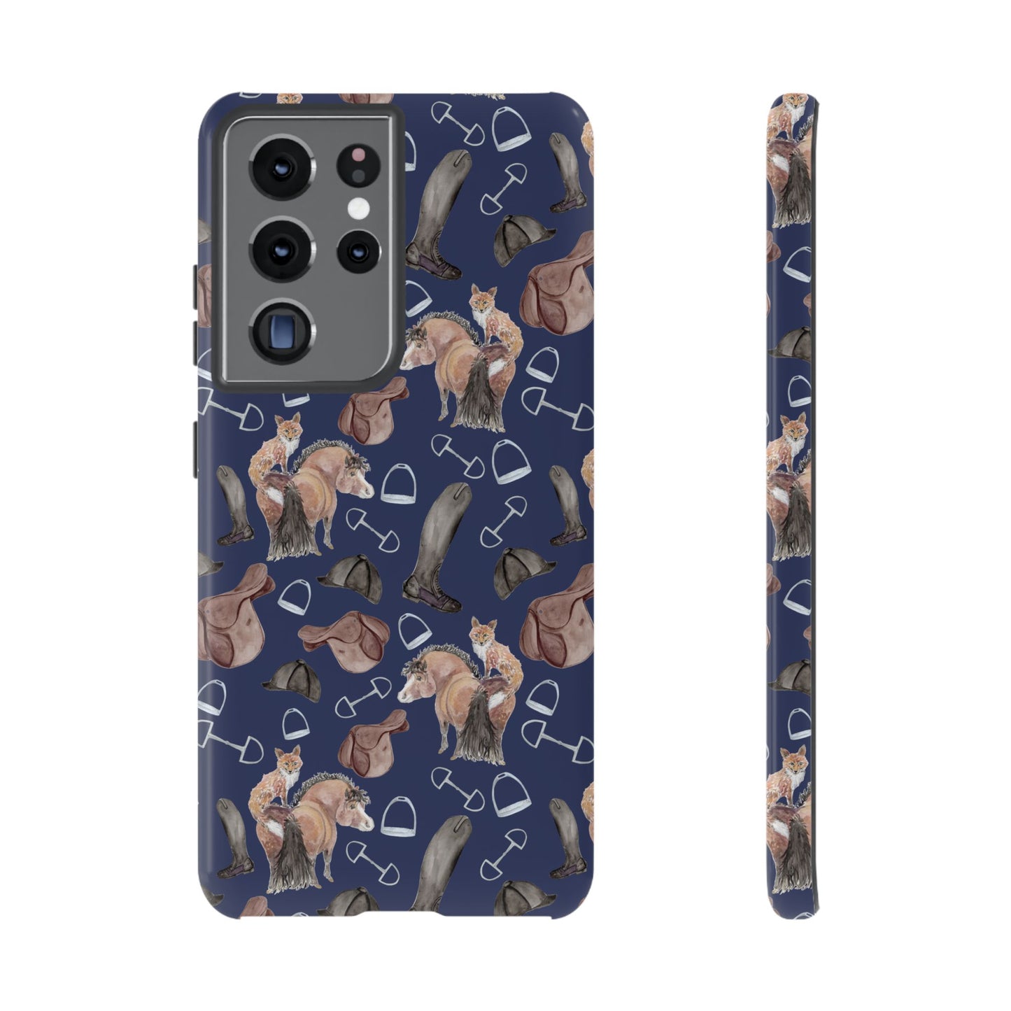 Adorable Little Pony and Fox in Navy Tough Phone Case
