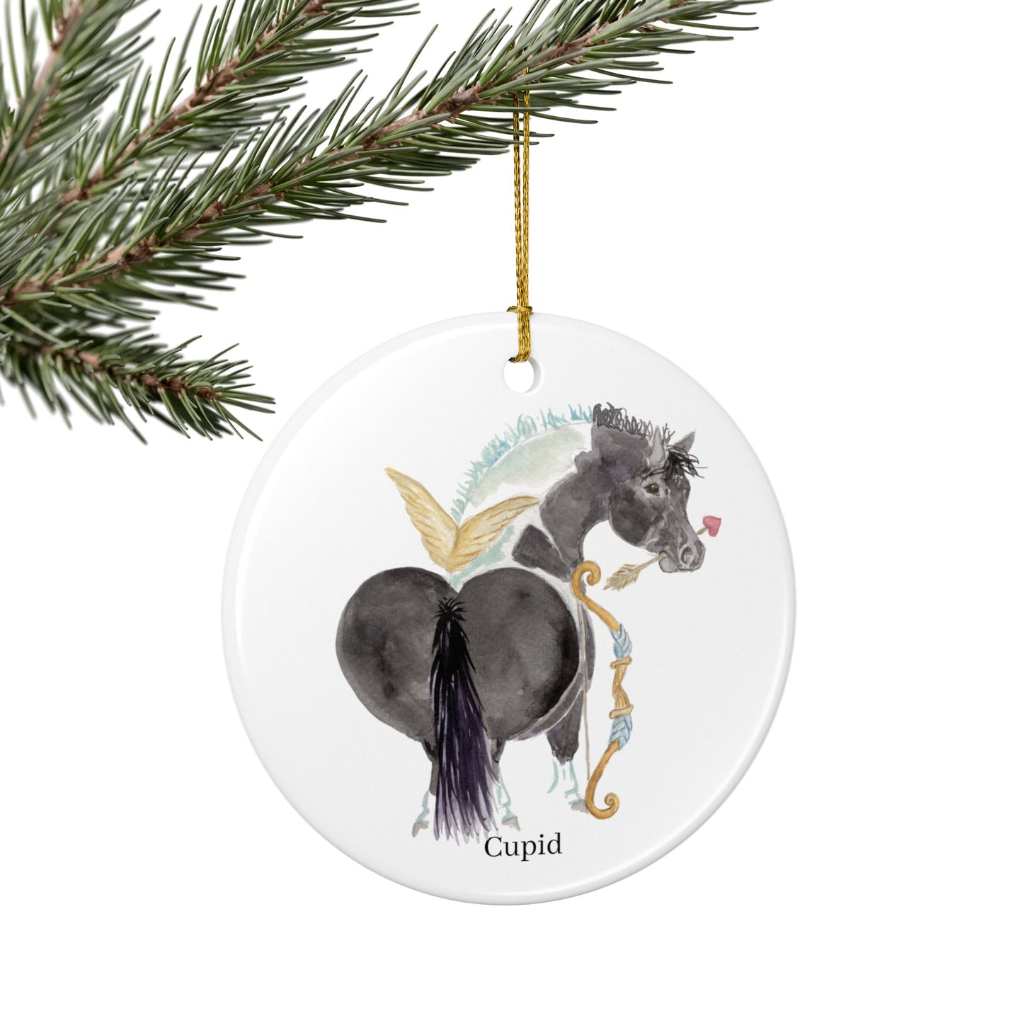 Adorable Cupid Ceramic Ornaments, Custom Holiday Decor, 2-Sided Christmas Ornament, Unique Gift, Home Decoration, Keepsake