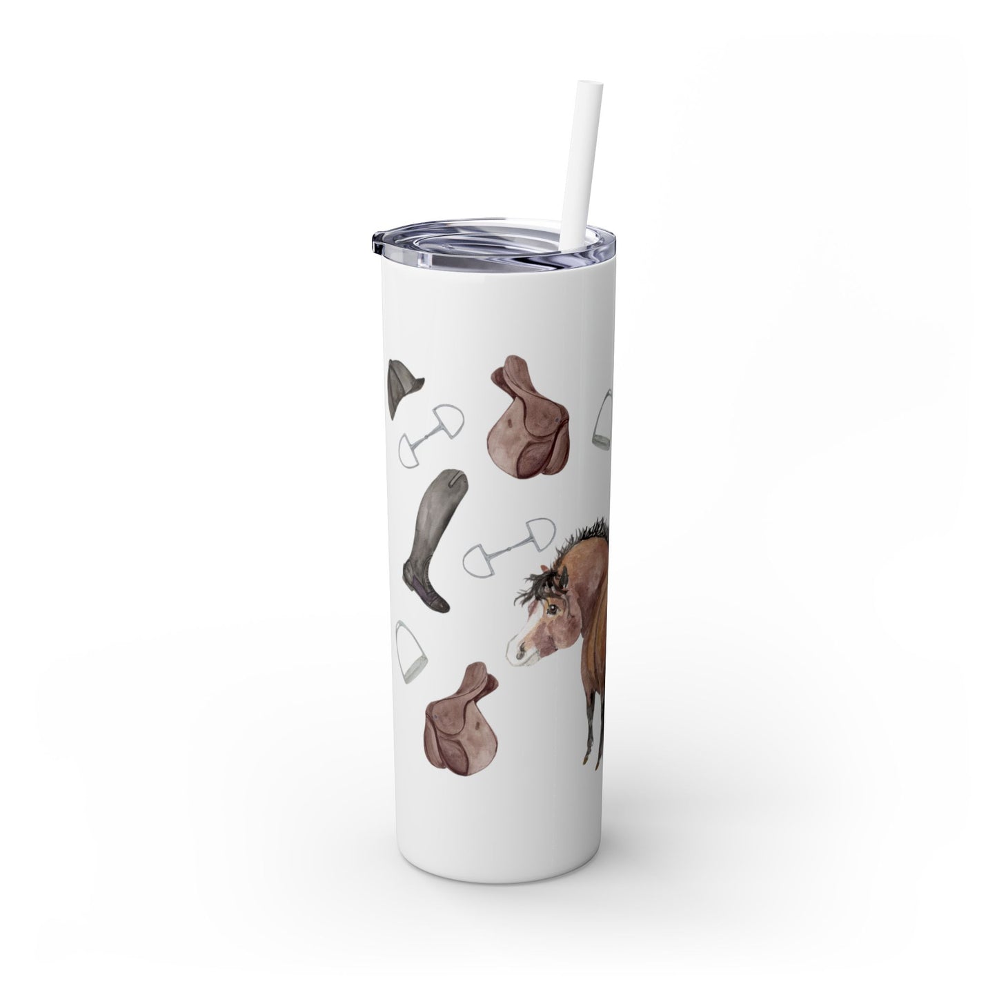 Adorable Little Pony with Fox Friend Skinny Tumbler with Straw, 20oz