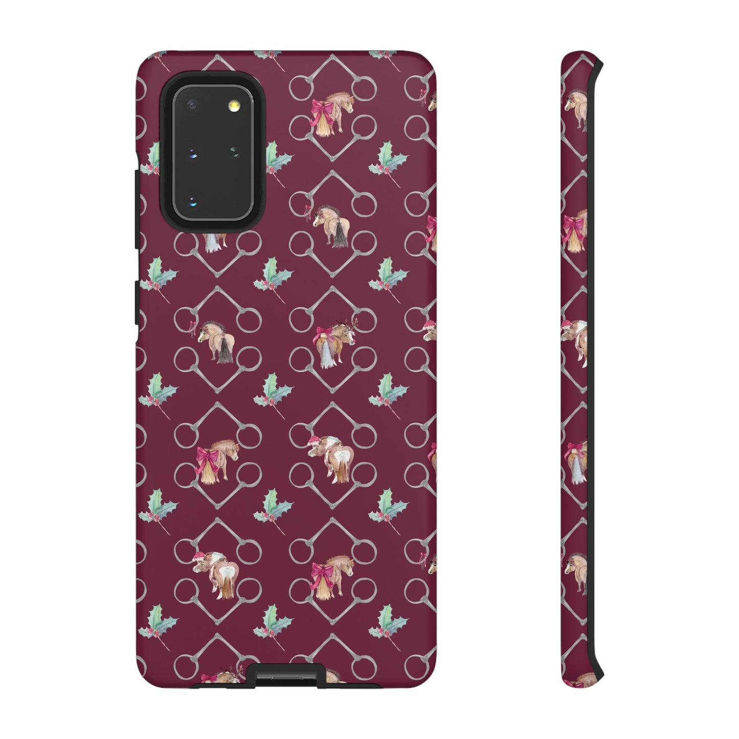 Adorable Little Ponies and Holly in Burgundy Tough Phone Case