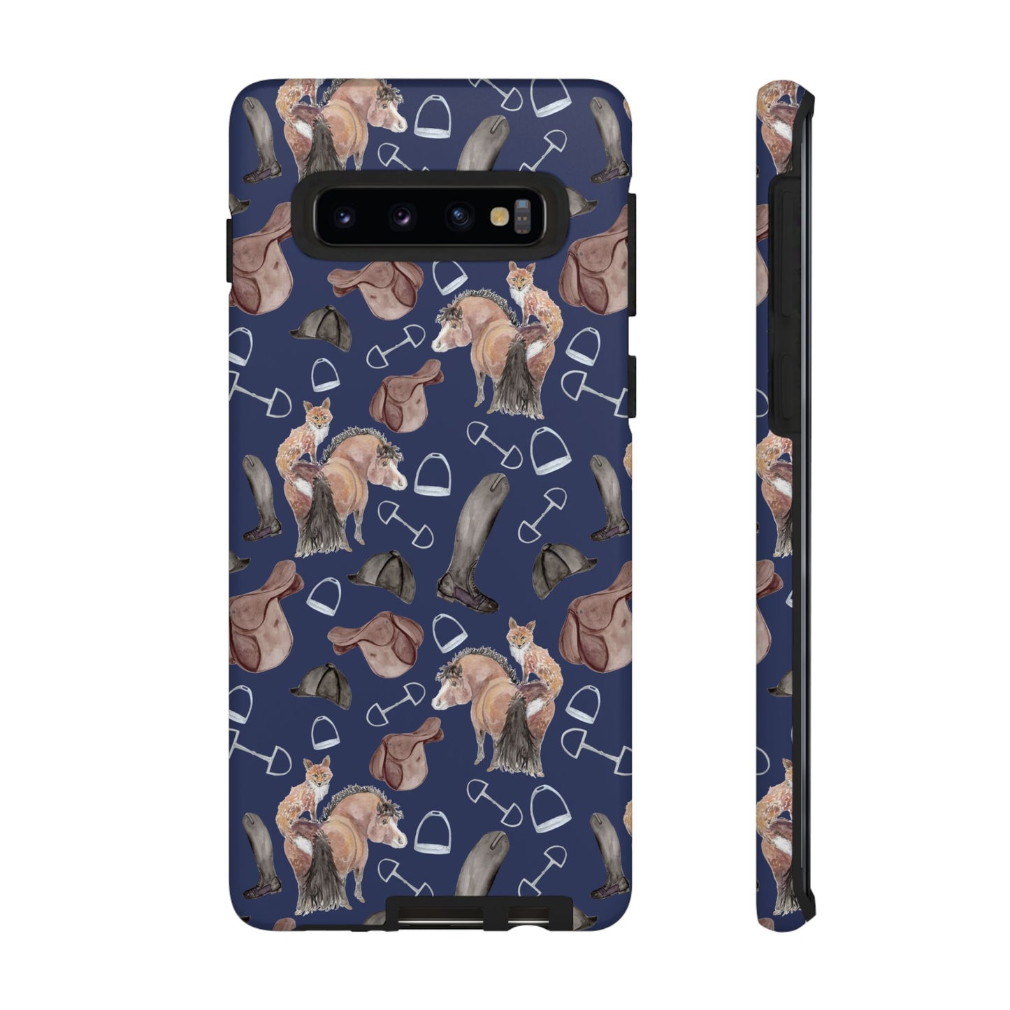 Adorable Little Pony and Fox in Navy Tough Phone Case