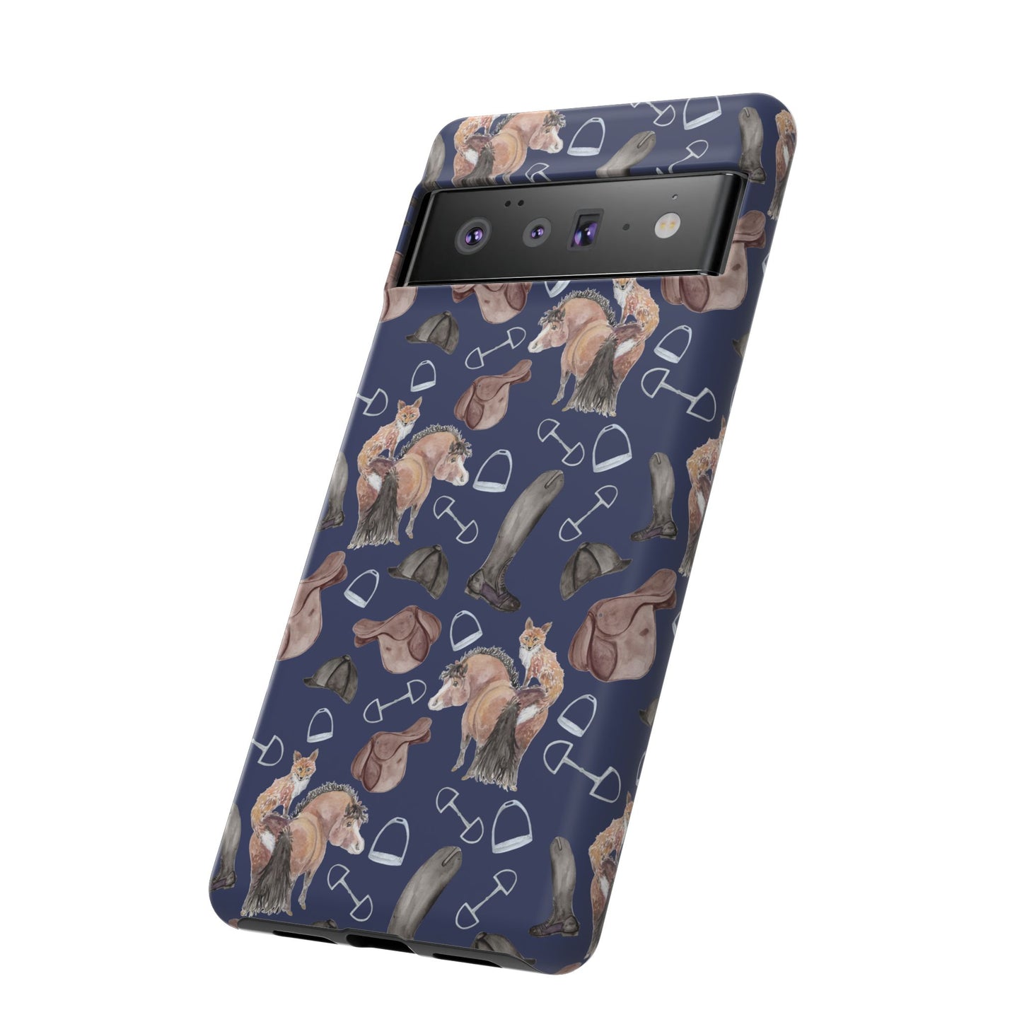 Adorable Little Pony and Fox in Navy Tough Phone Case