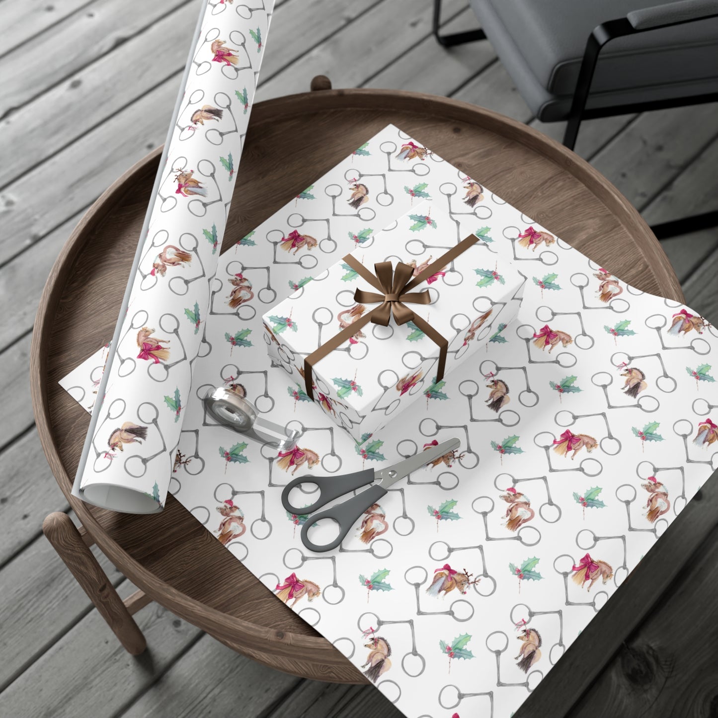Adorable pony Bits and Holly Gift Wrap Papers