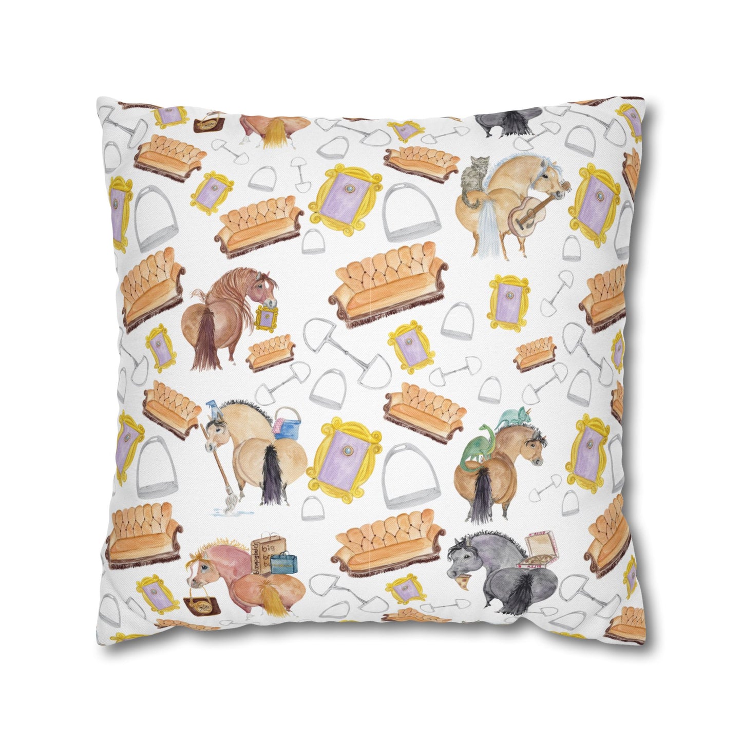Adorable little Friends Ponies Spun Polyester Square Pillowcase