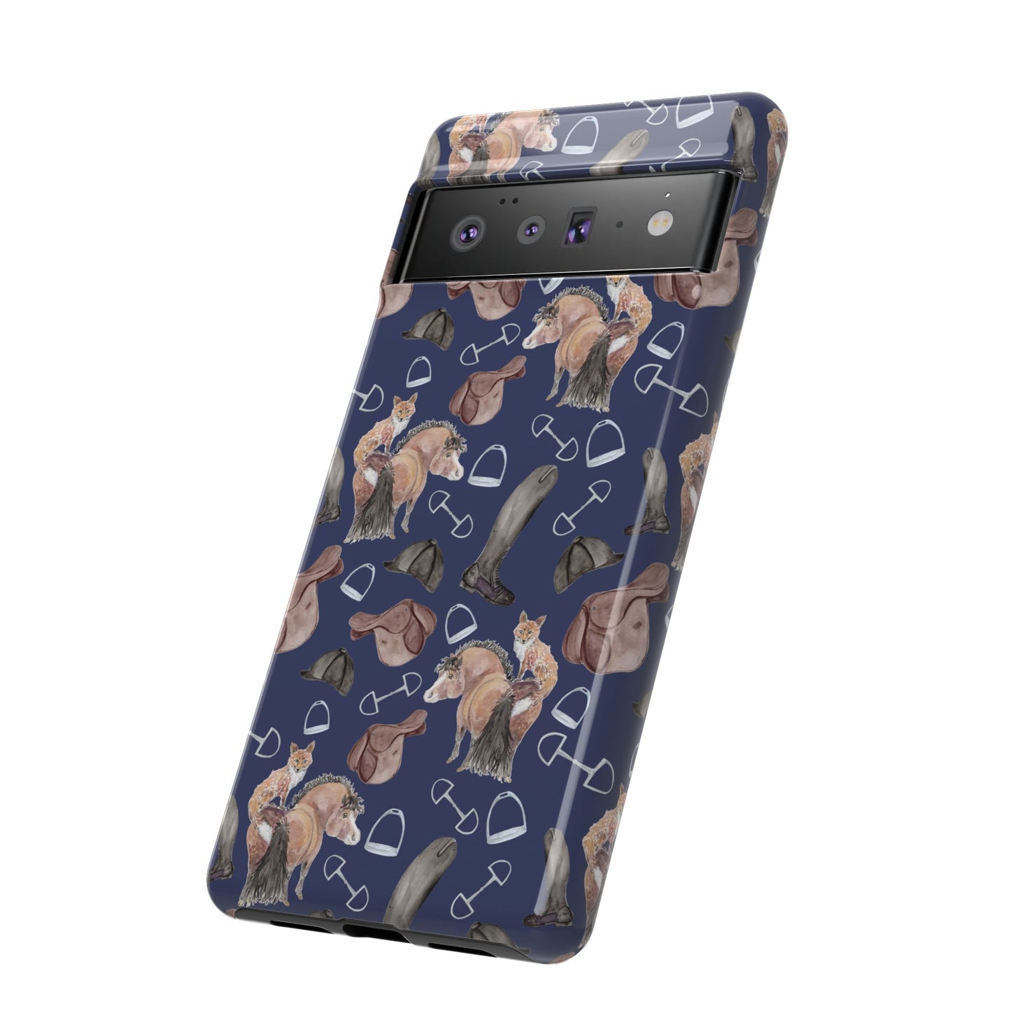 Adorable Little Pony and Fox in Navy Tough Phone Case