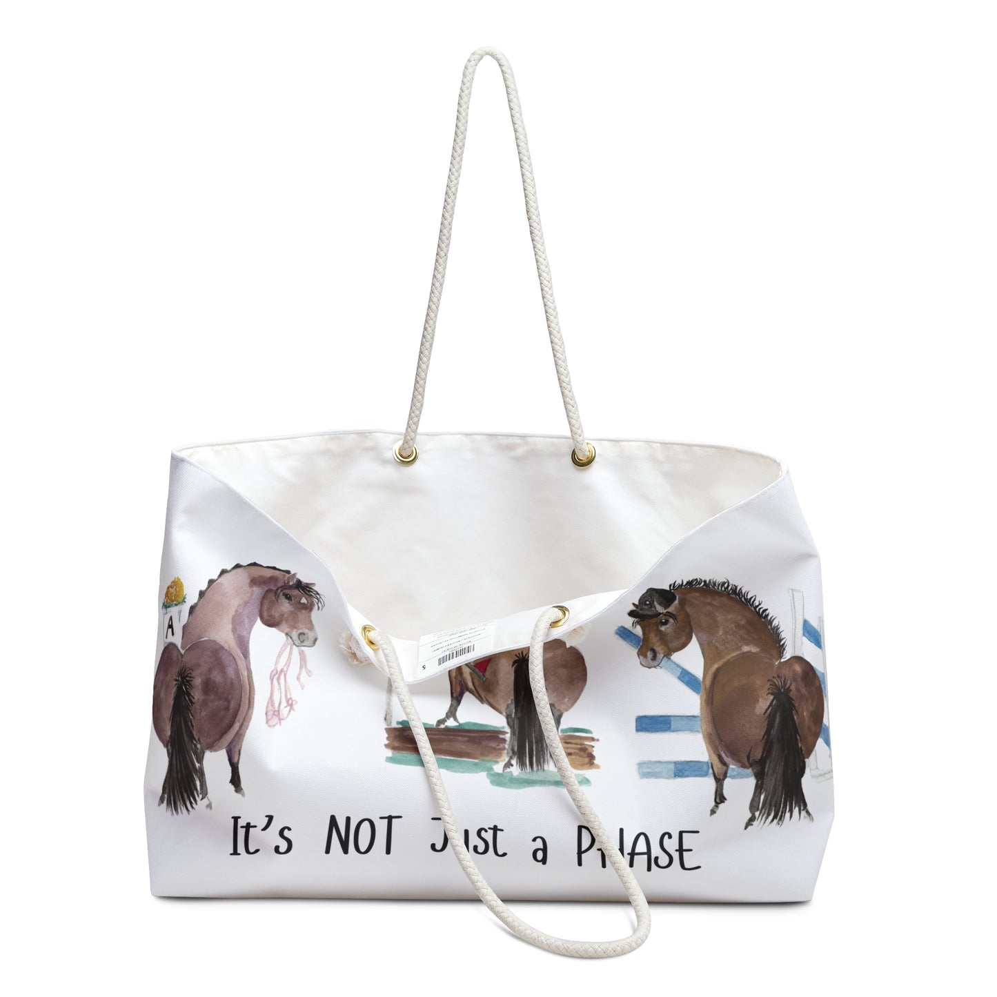 Equestrian Weekender Bag -Adorable "It's NOT Just a PHASE" - Stylish Travel Tote for Horse Lovers