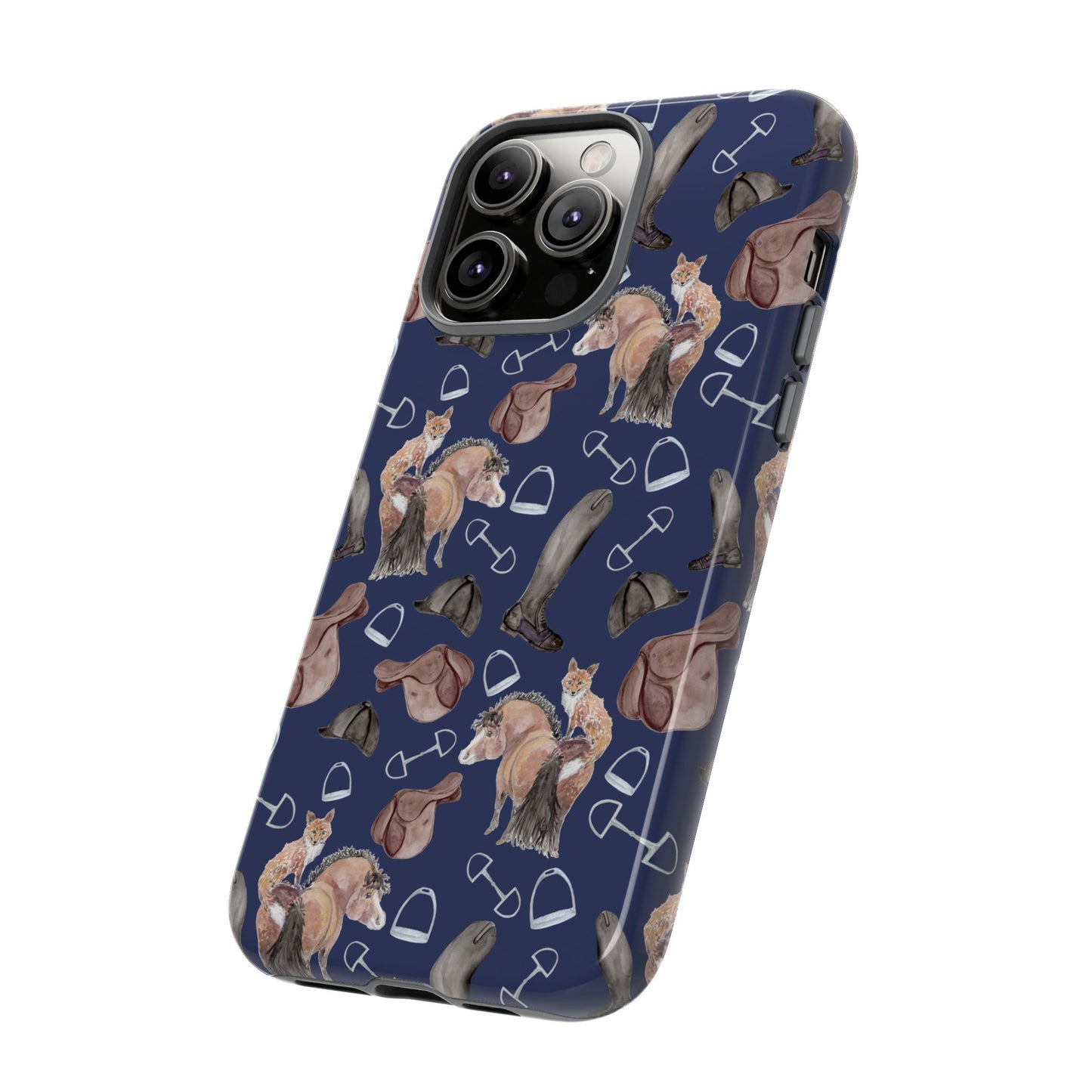 Adorable Little Pony and Fox in Navy Tough Phone Case