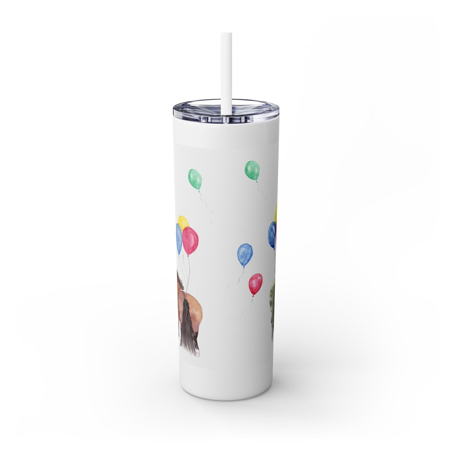 Adorable Little balloon party Skinny Tumbler with Straw, 20oz