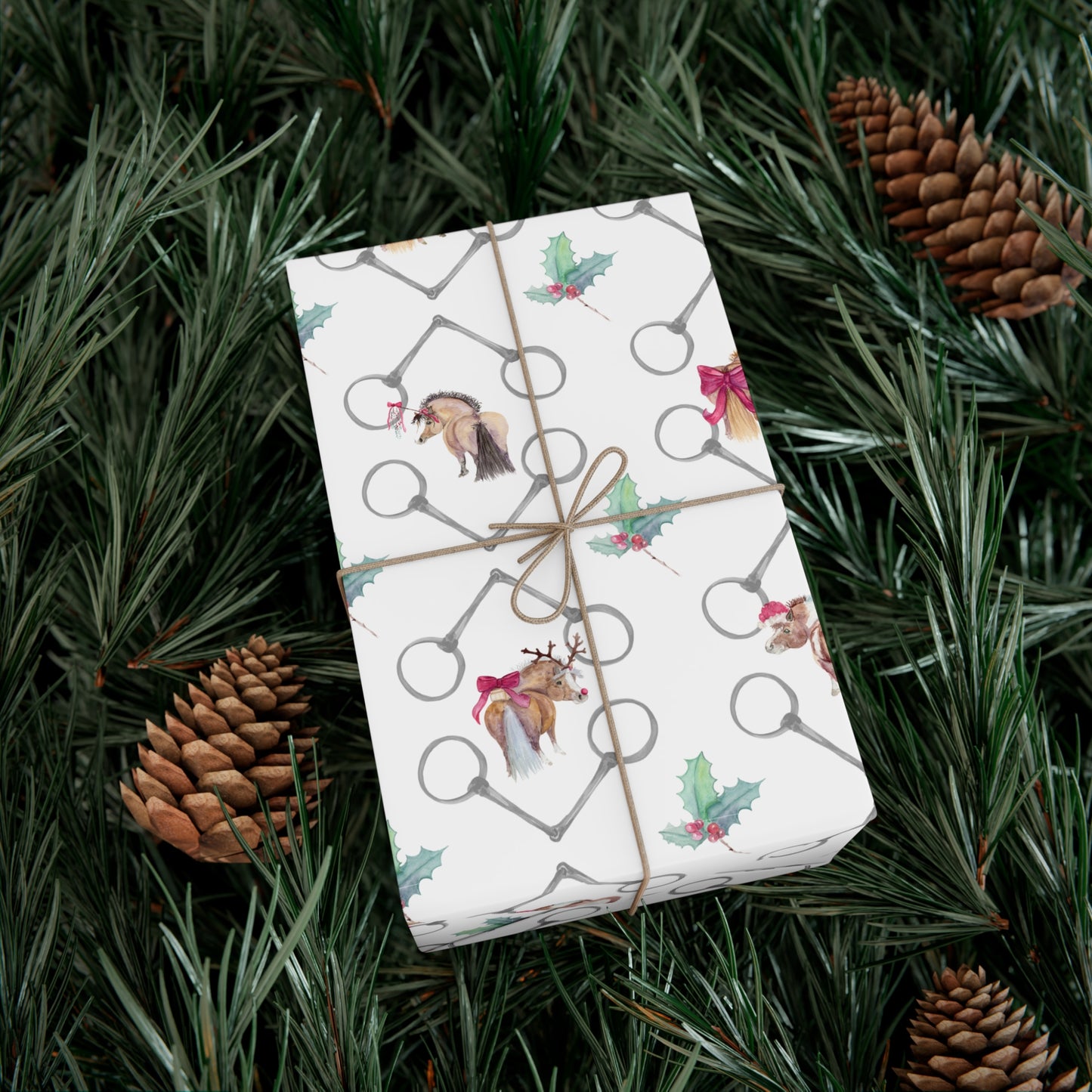 Adorable pony Bits and Holly Gift Wrap Papers