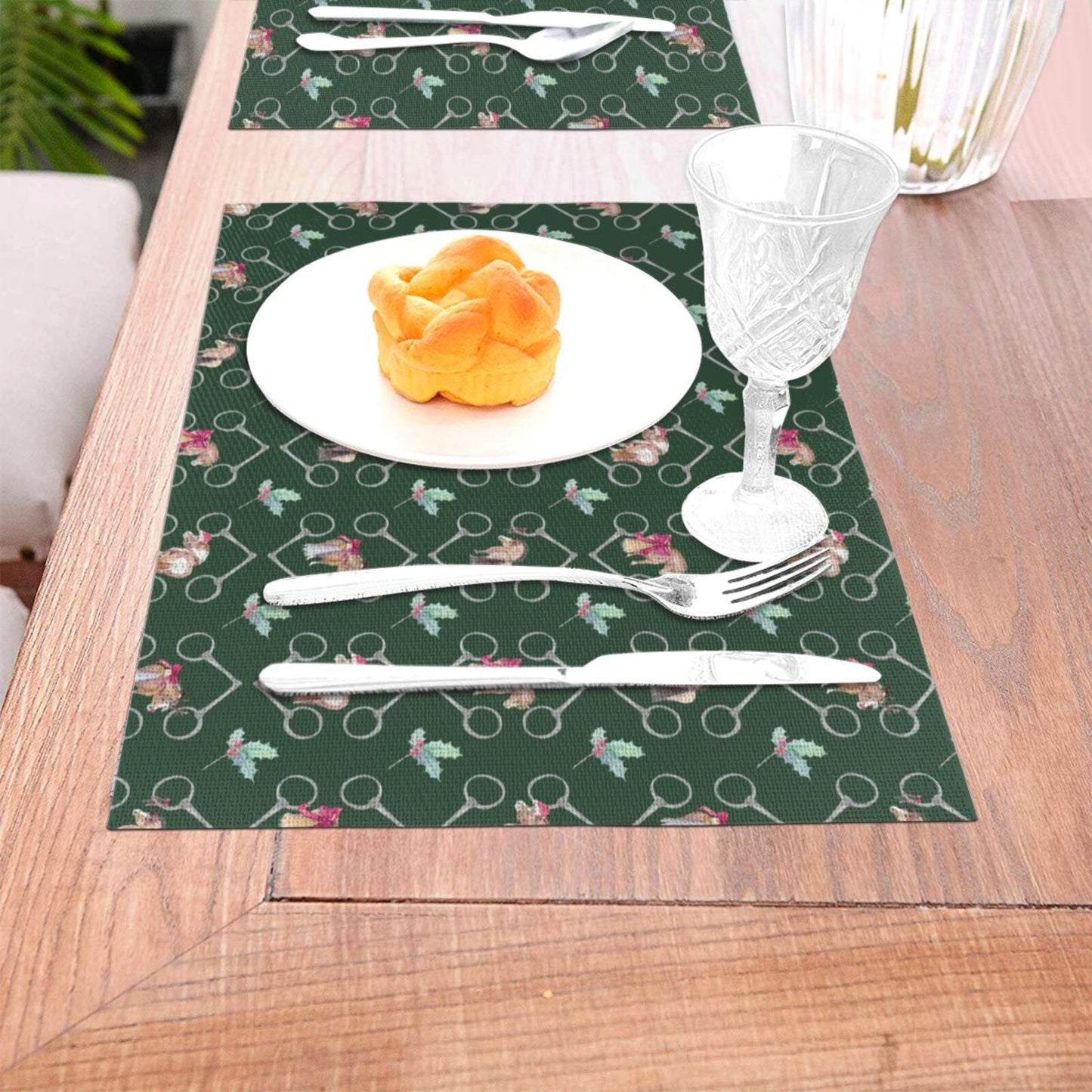 Adorable Ponies Bits and Holly Set of 4 Holiday Placemats