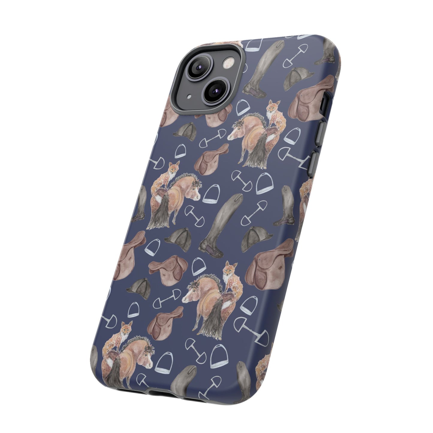 Adorable Little Pony and Fox in Navy Tough Phone Case