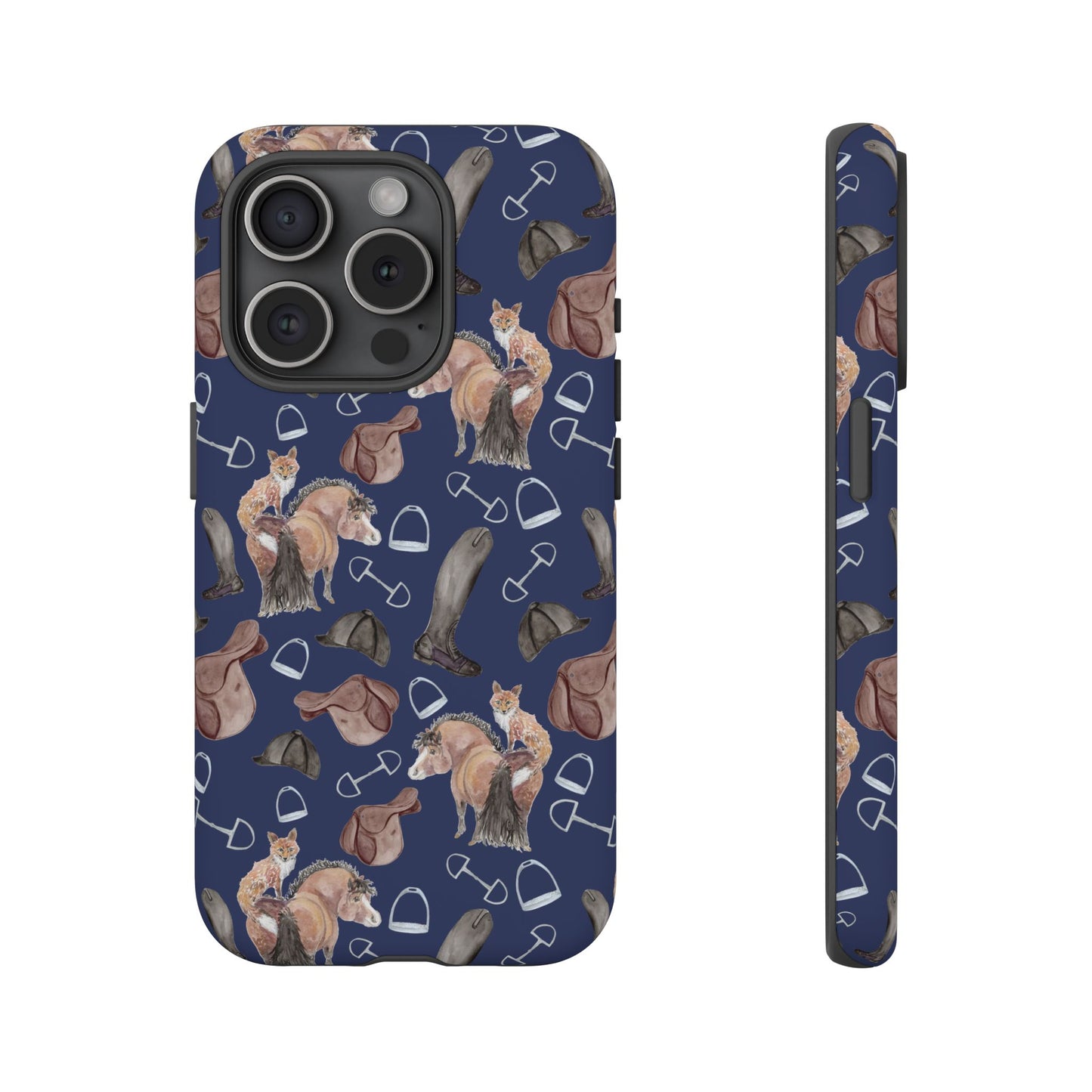 Adorable Little Pony and Fox in Navy Tough Phone Case