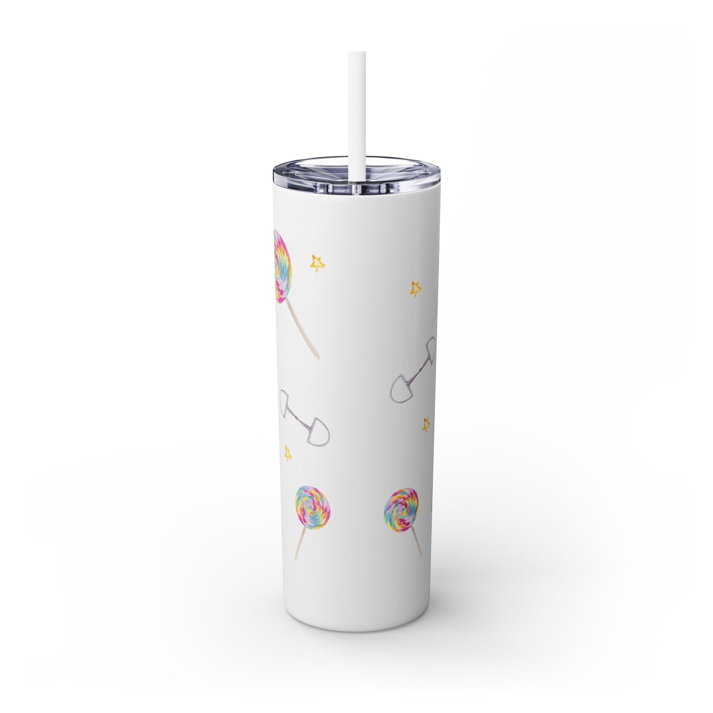 Adorable Little Rainbow Unicorn Skinny Tumbler with Straw, 20oz
