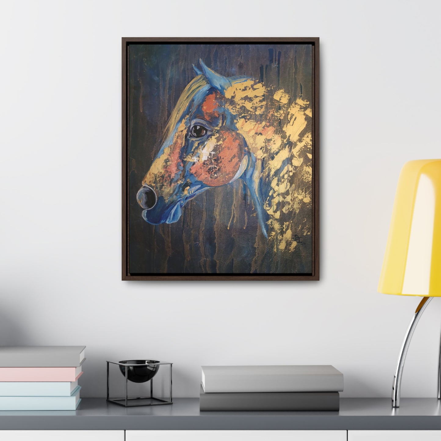 Love Blue and Gold Gallery Canvas Wraps, Vertical Frame - SonaEquestrian