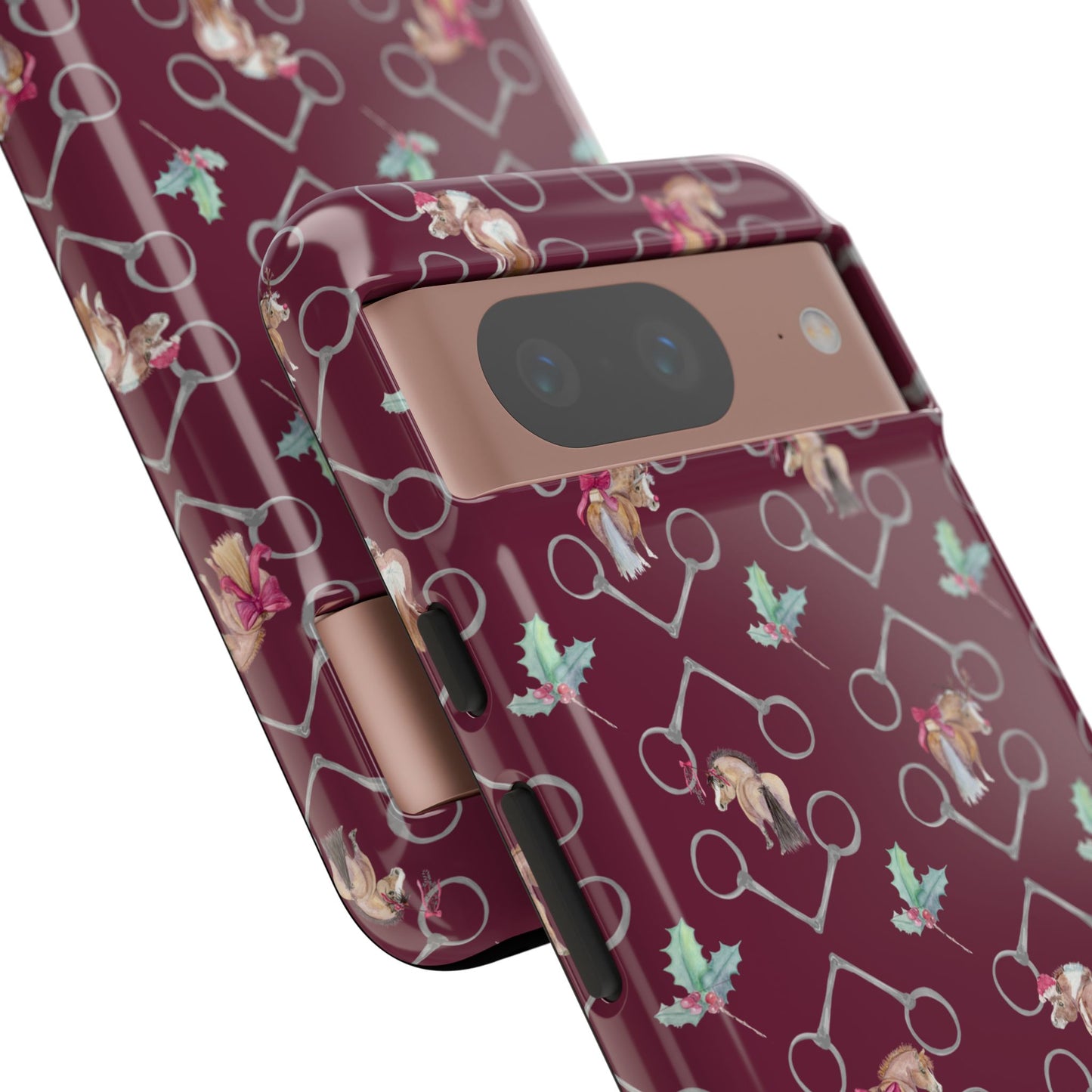 Adorable Little Ponies and Holly in Burgundy Tough Phone Case