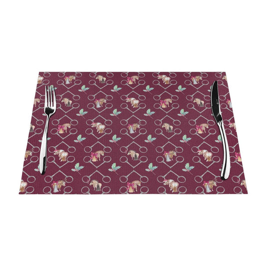 Adorable Ponies Bits and Holly Set of 4 Holiday Placemats
