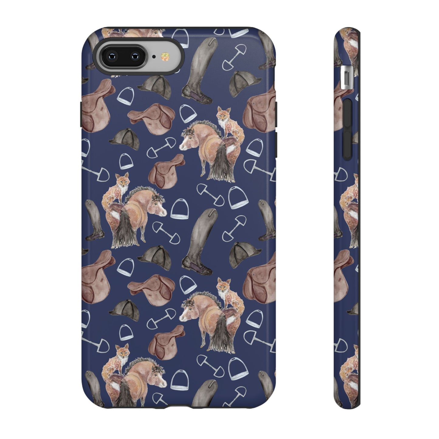 Adorable Little Pony and Fox in Navy Tough Phone Case