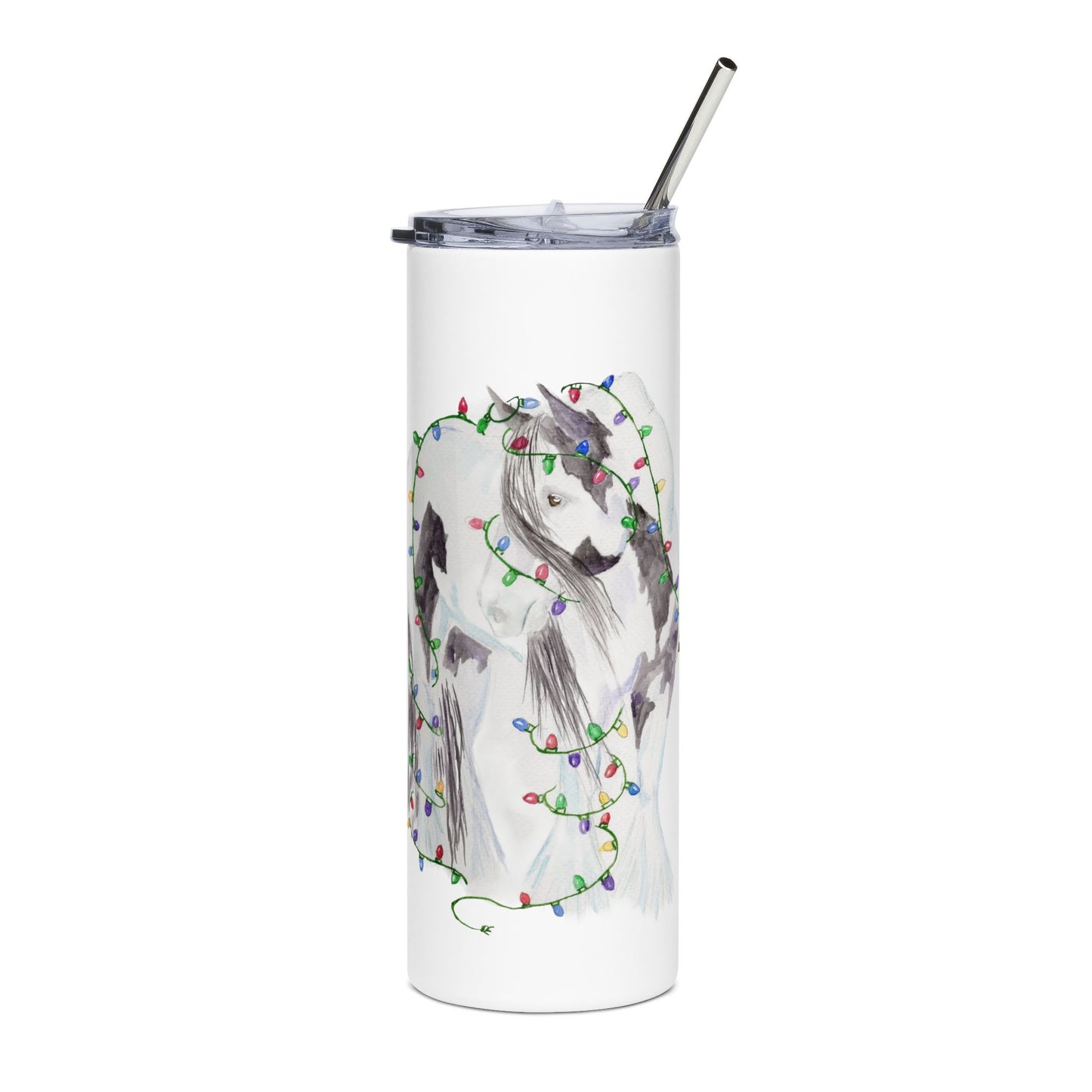 Gypsy Vanner Christmas Lights Tumbler Stainless Steel Tumbler (20 oz)