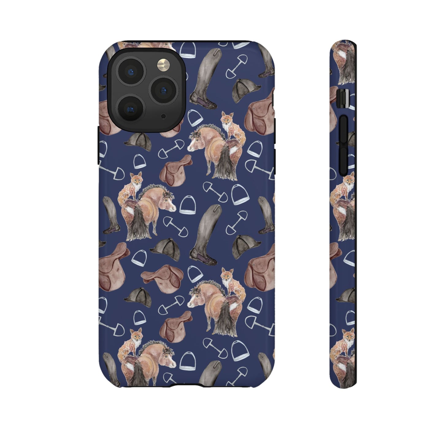 Adorable Little Pony and Fox in Navy Tough Phone Case