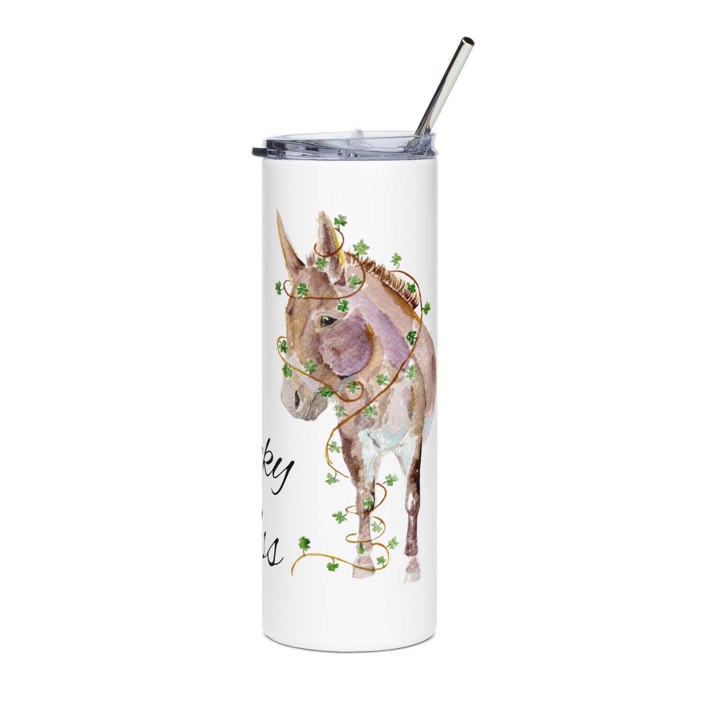 Lucky Ass - watercolor donkey - Tumbler
