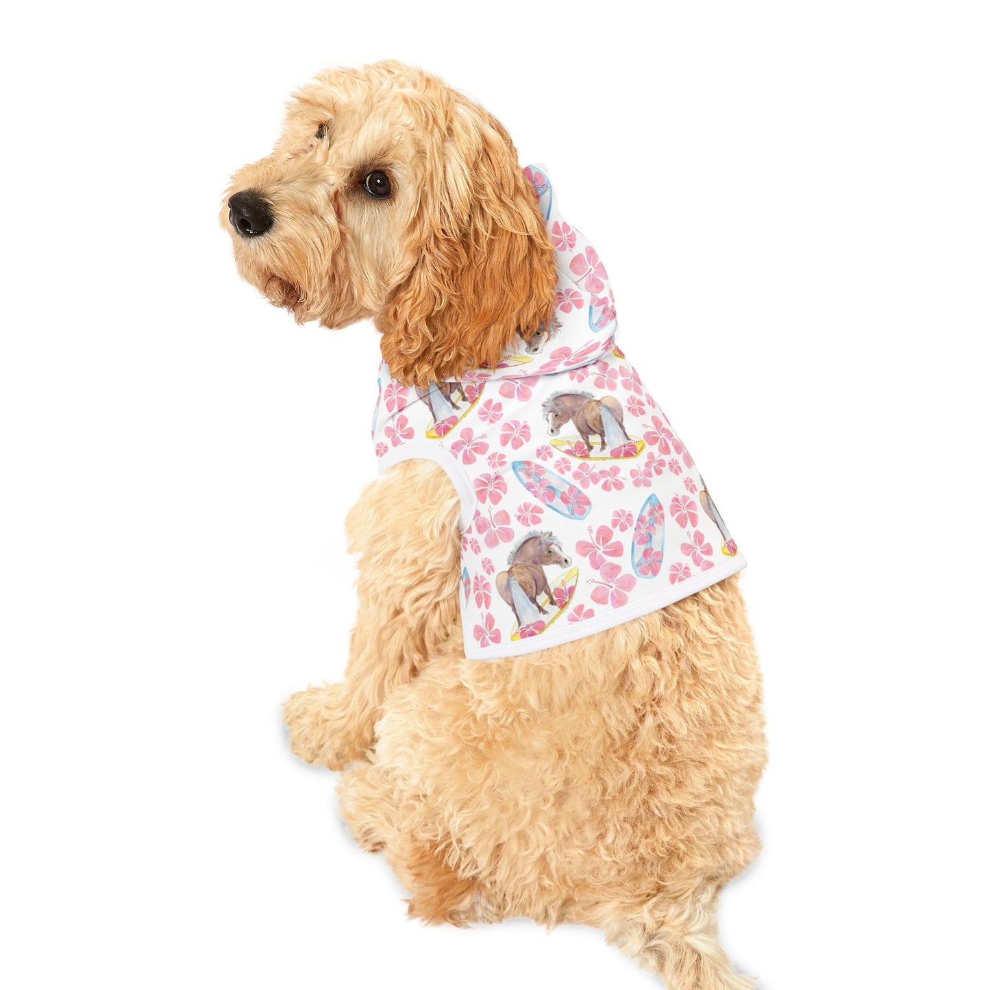 Adorable Surfer Pony Print Pet Hoodie