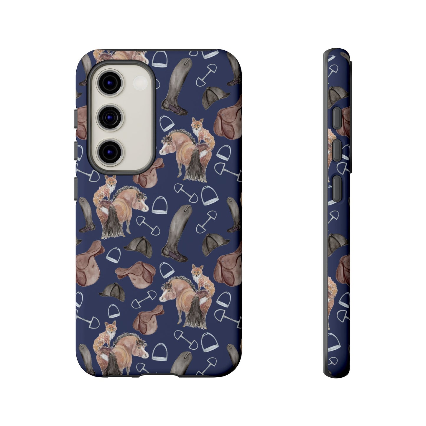 Adorable Little Pony and Fox in Navy Tough Phone Case
