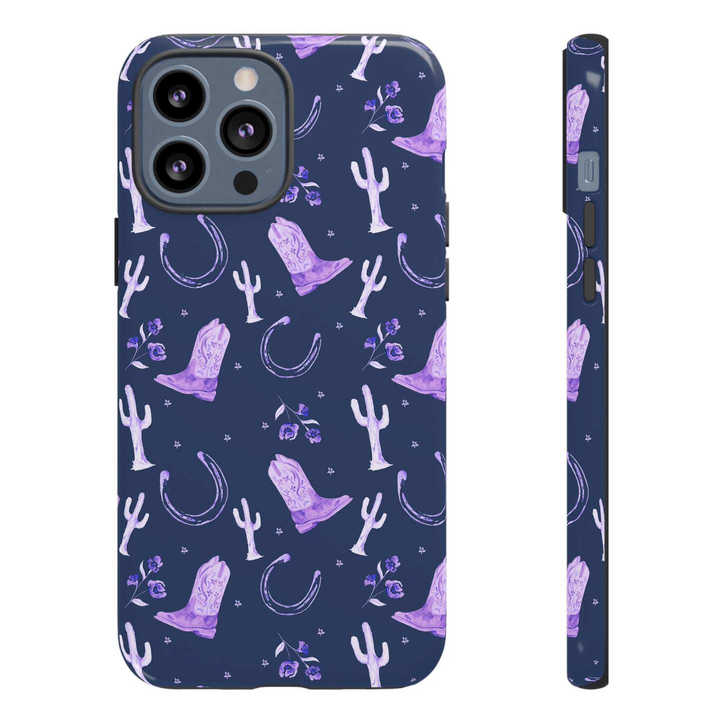 Lucky Boots in Navy and Lavender Tough Phone Case