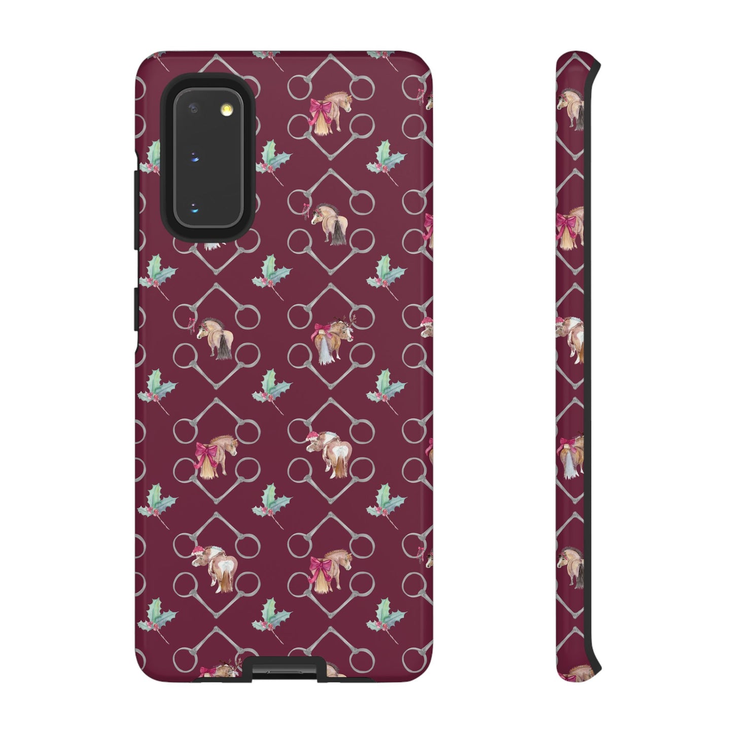 Adorable Little Ponies and Holly in Burgundy Tough Phone Case
