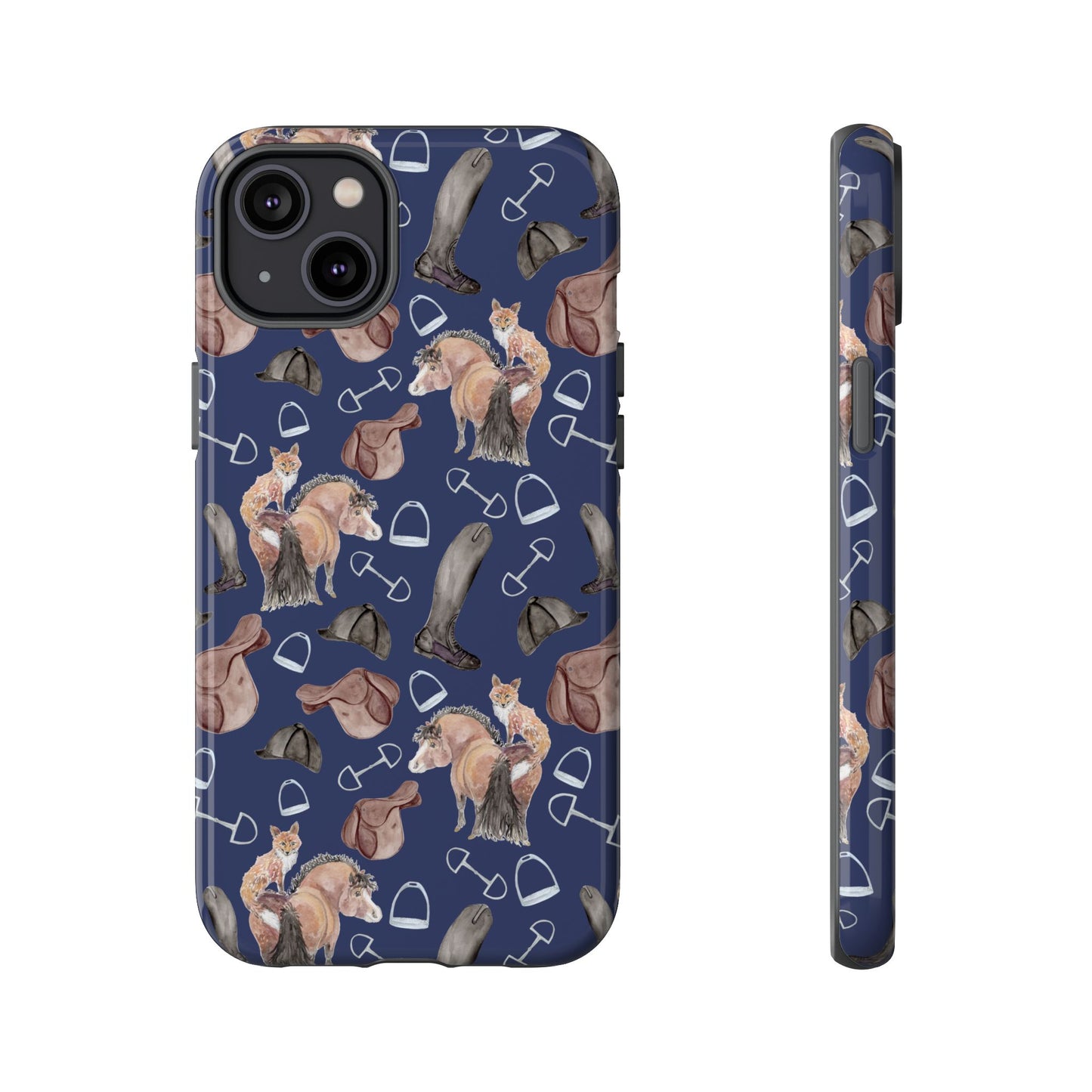 Adorable Little Pony and Fox in Navy Tough Phone Case