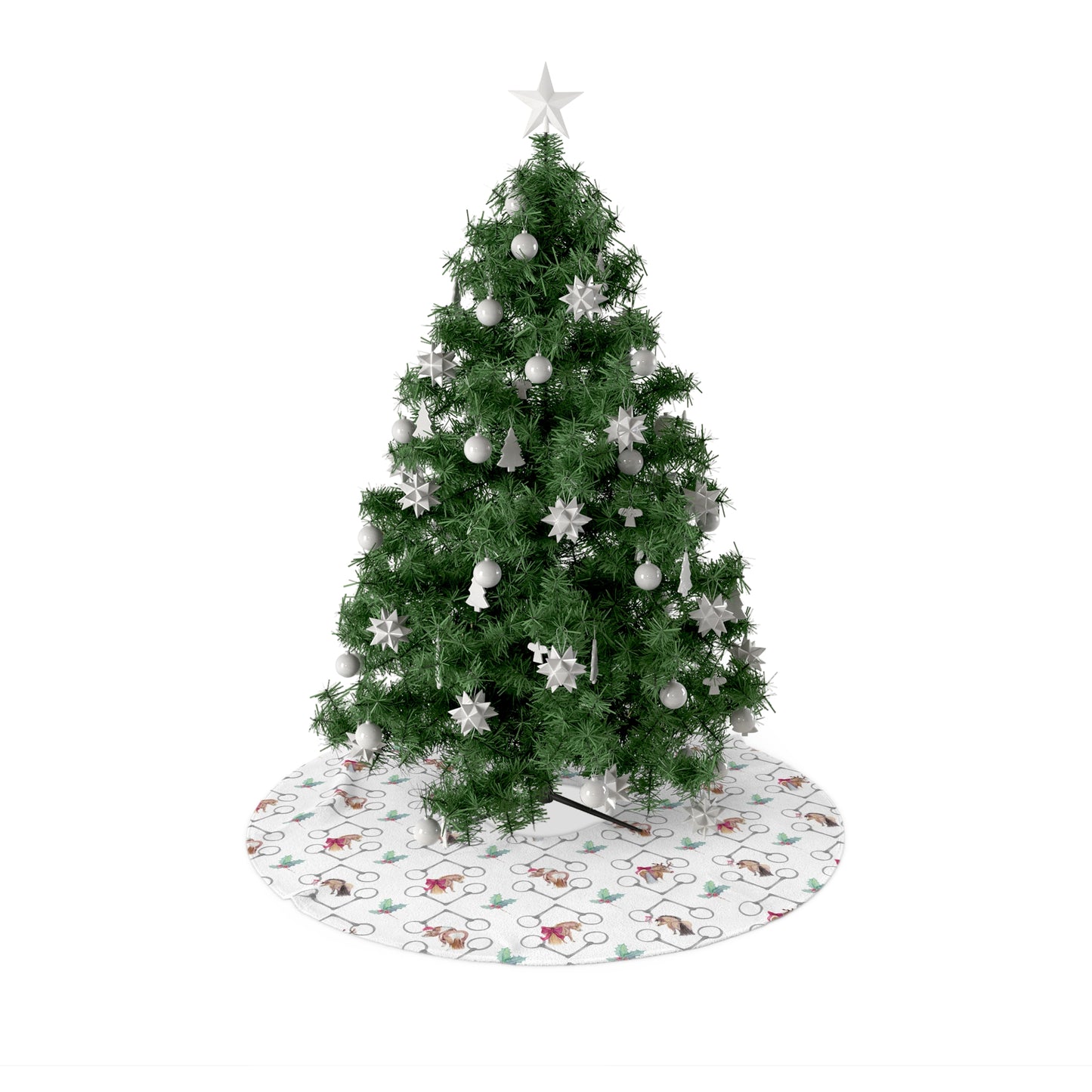 Adorable ponies bits and holly - Christmas Tree Skirts