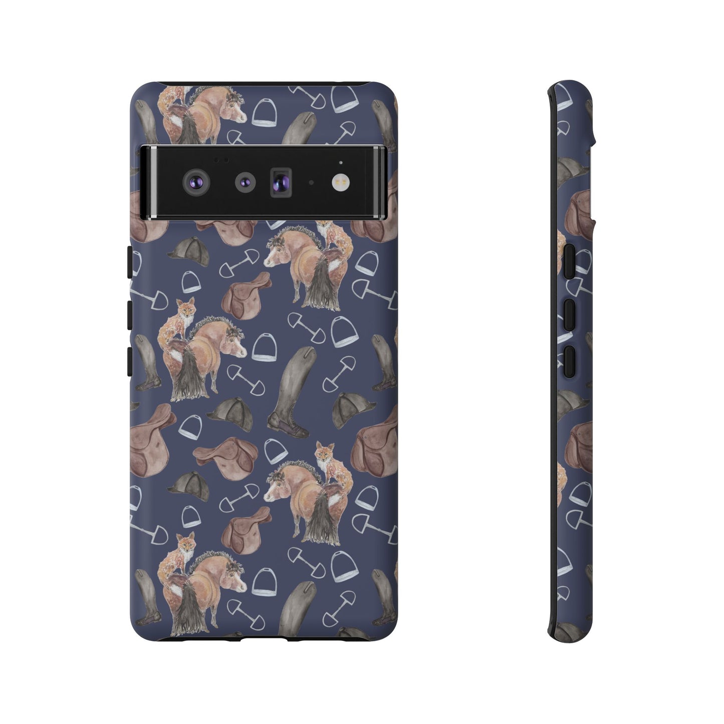 Adorable Little Pony and Fox in Navy Tough Phone Case