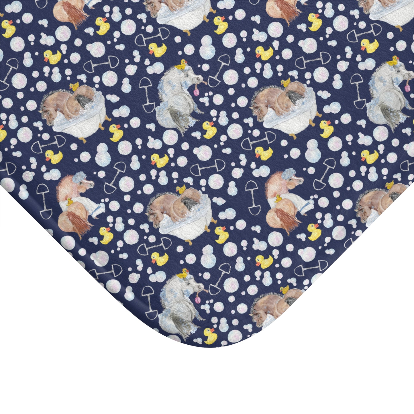 Adorable Ponies Double Bubble- Navy Bath Mat