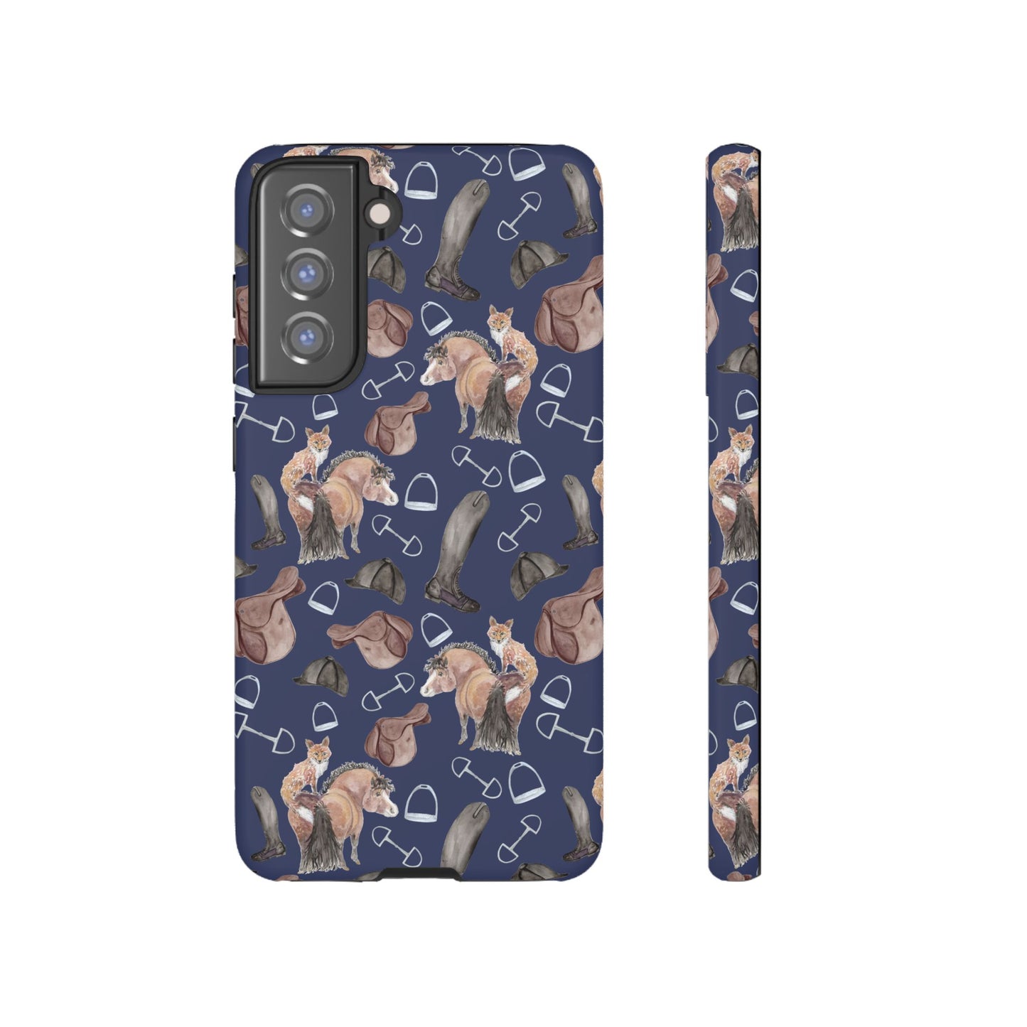 Adorable Little Pony and Fox in Navy Tough Phone Case