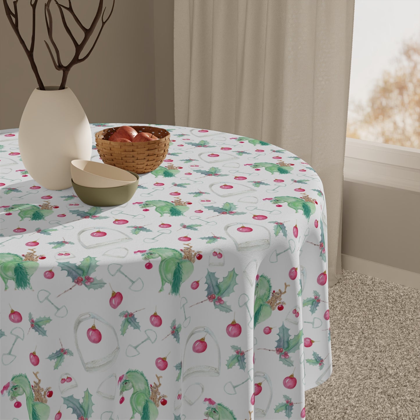 Adorable little Grinchy pony and Friend Tablecloth