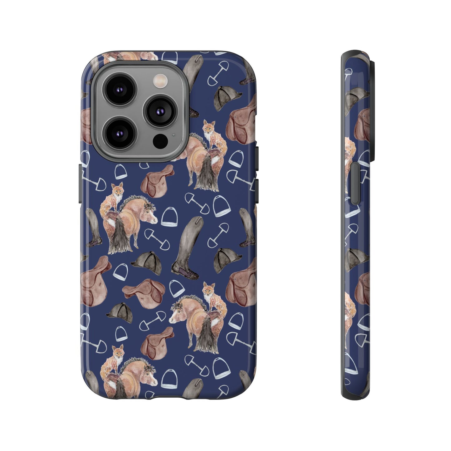 Adorable Little Pony and Fox in Navy Tough Phone Case