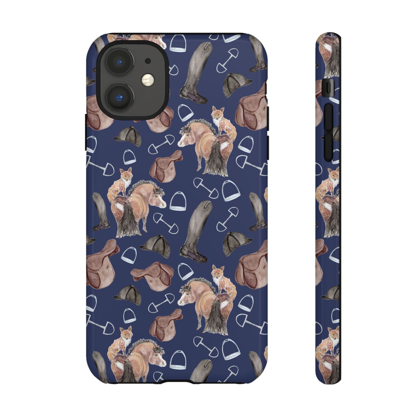 Adorable Little Pony and Fox in Navy Tough Phone Case