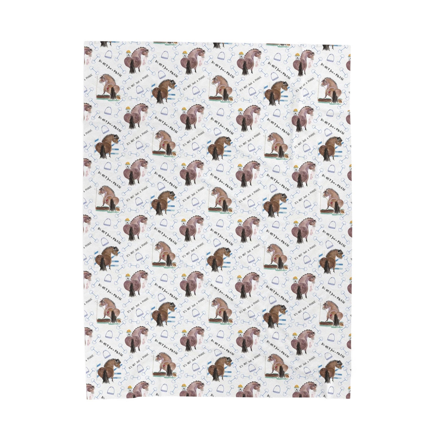 Plush Blanket - Original Artwork by Darlene Ivey - Adorable Ponies - Dressage, Show Jumping, Cross-country Phases