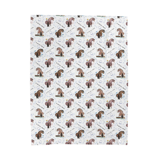Plush Blanket - Original Artwork by Darlene Ivey - Adorable Ponies - Dressage, Show Jumping, Cross-country Phases