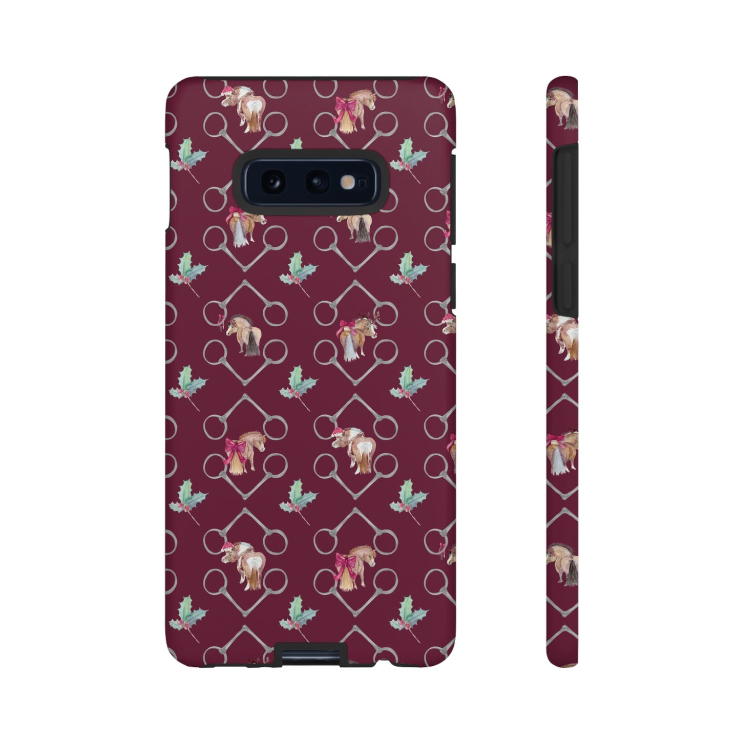 Adorable Little Ponies and Holly in Burgundy Tough Phone Case