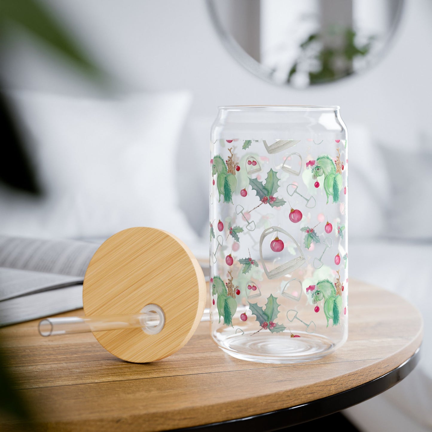 Adorable little Grinchy Pony and friend Sipper Glass, 16oz