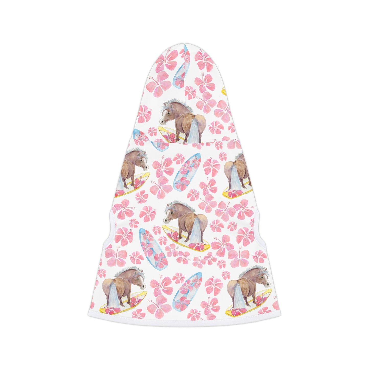 Adorable Surfer Pony Print Pet Hoodie