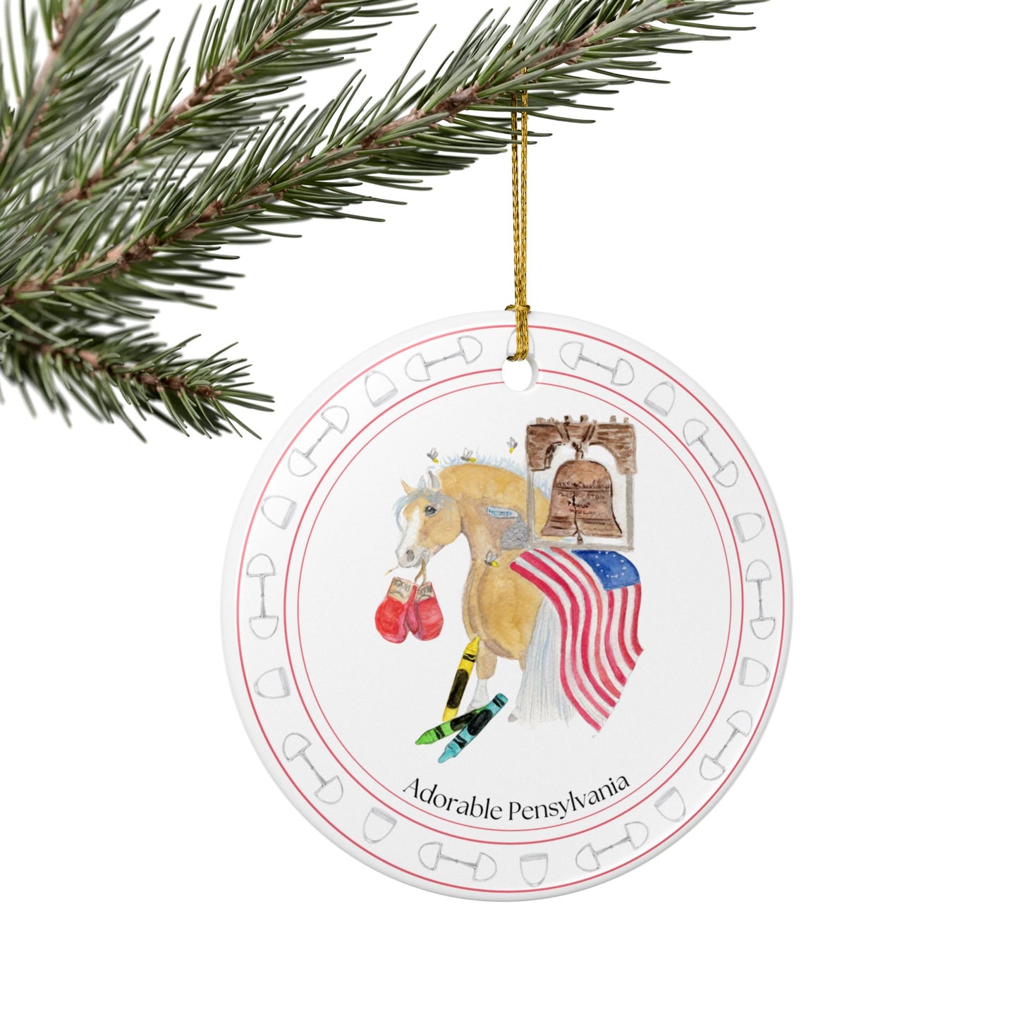 Adorable Pennsylvania Ceramic Ornaments, Custom Holiday Decor, 2-Sided Christmas Ornament, Unique Gift, Home Decoration, Keepsake