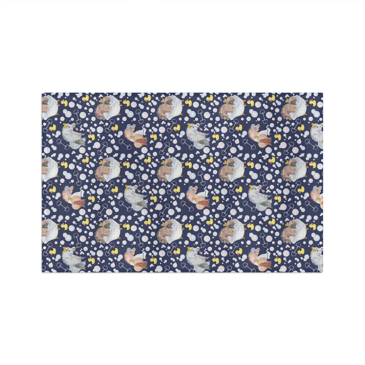 Adorable Ponies Double Bubble in Navy Microfiber Tea Towel