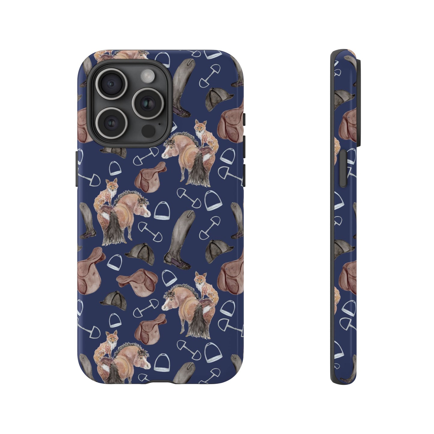 Adorable Little Pony and Fox in Navy Tough Phone Case