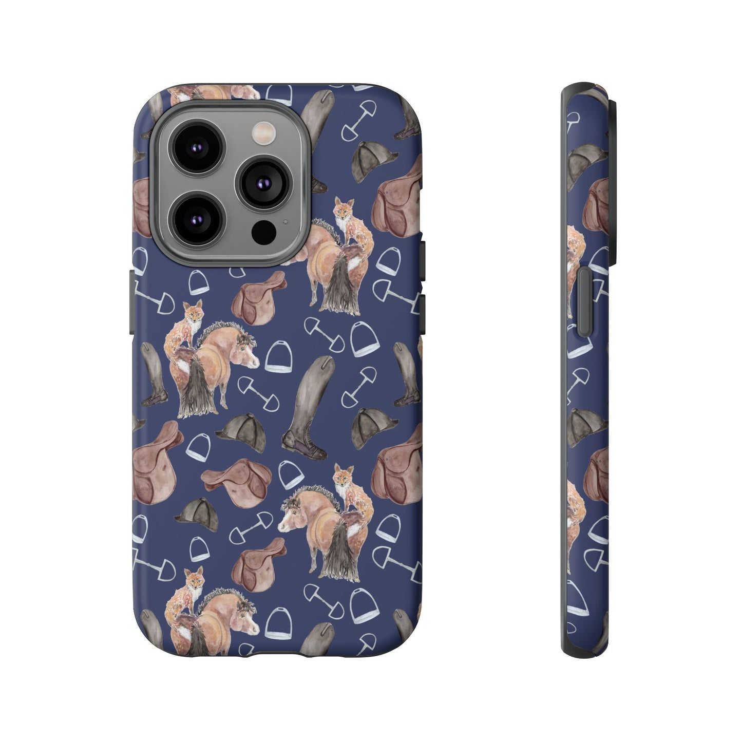 Adorable Little Pony and Fox in Navy Tough Phone Case
