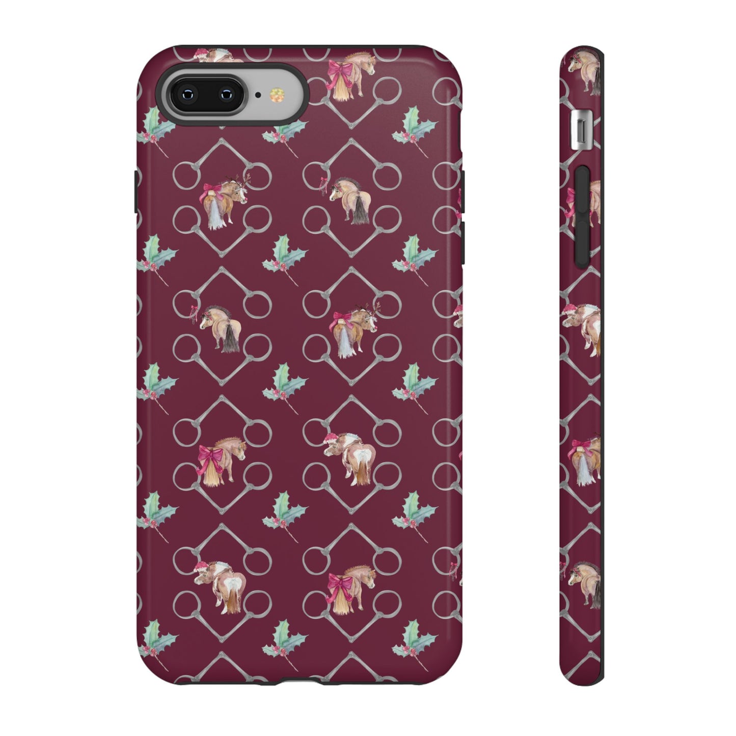 Adorable Little Ponies and Holly in Burgundy Tough Phone Case