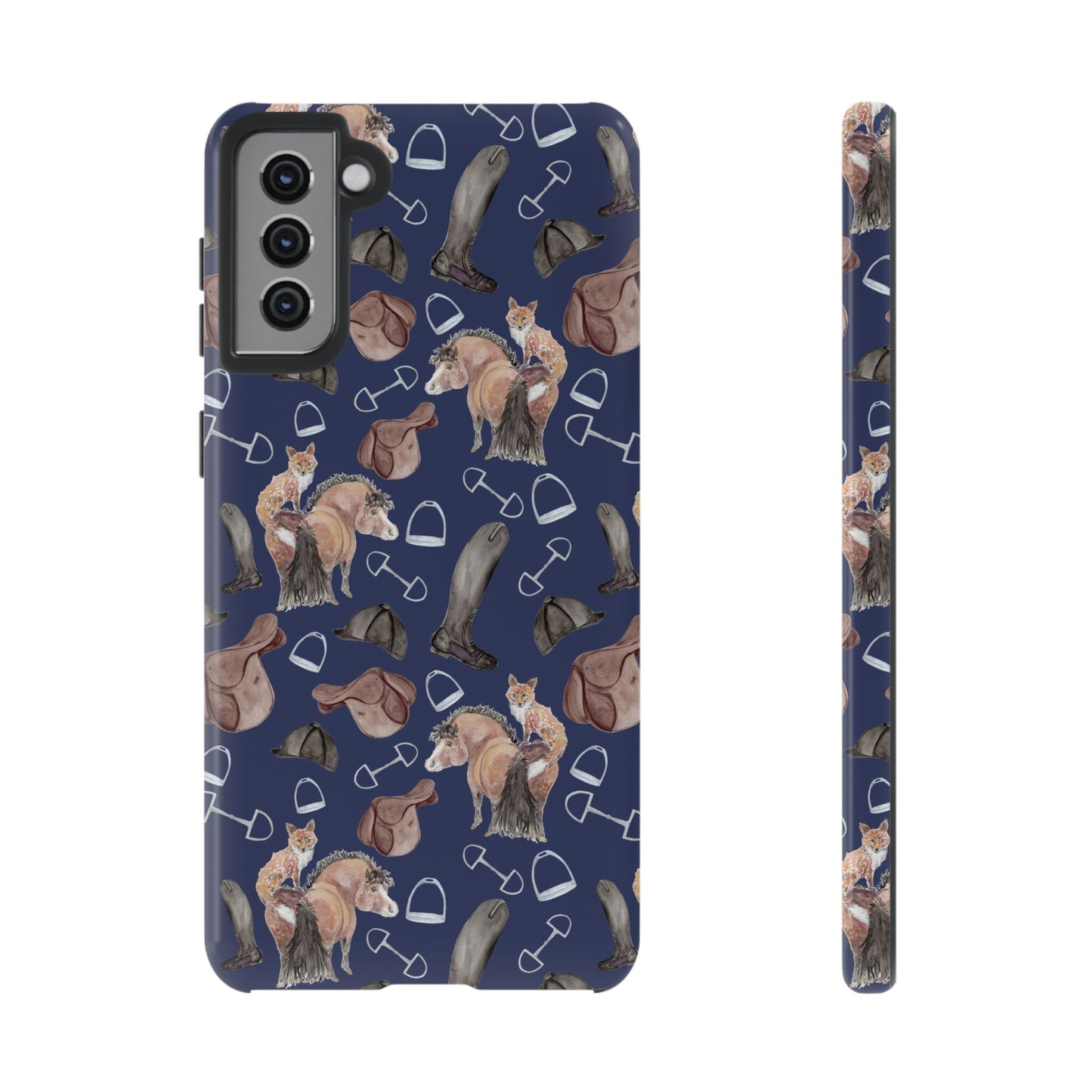 Adorable Little Pony and Fox in Navy Tough Phone Case