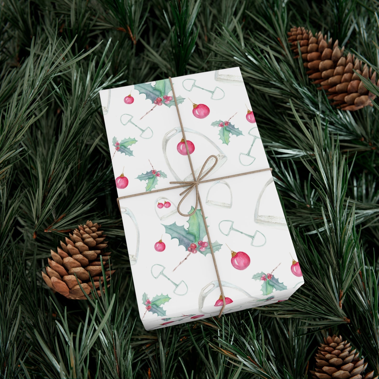Holiday Stirrups and holly Gift Wrap Papers