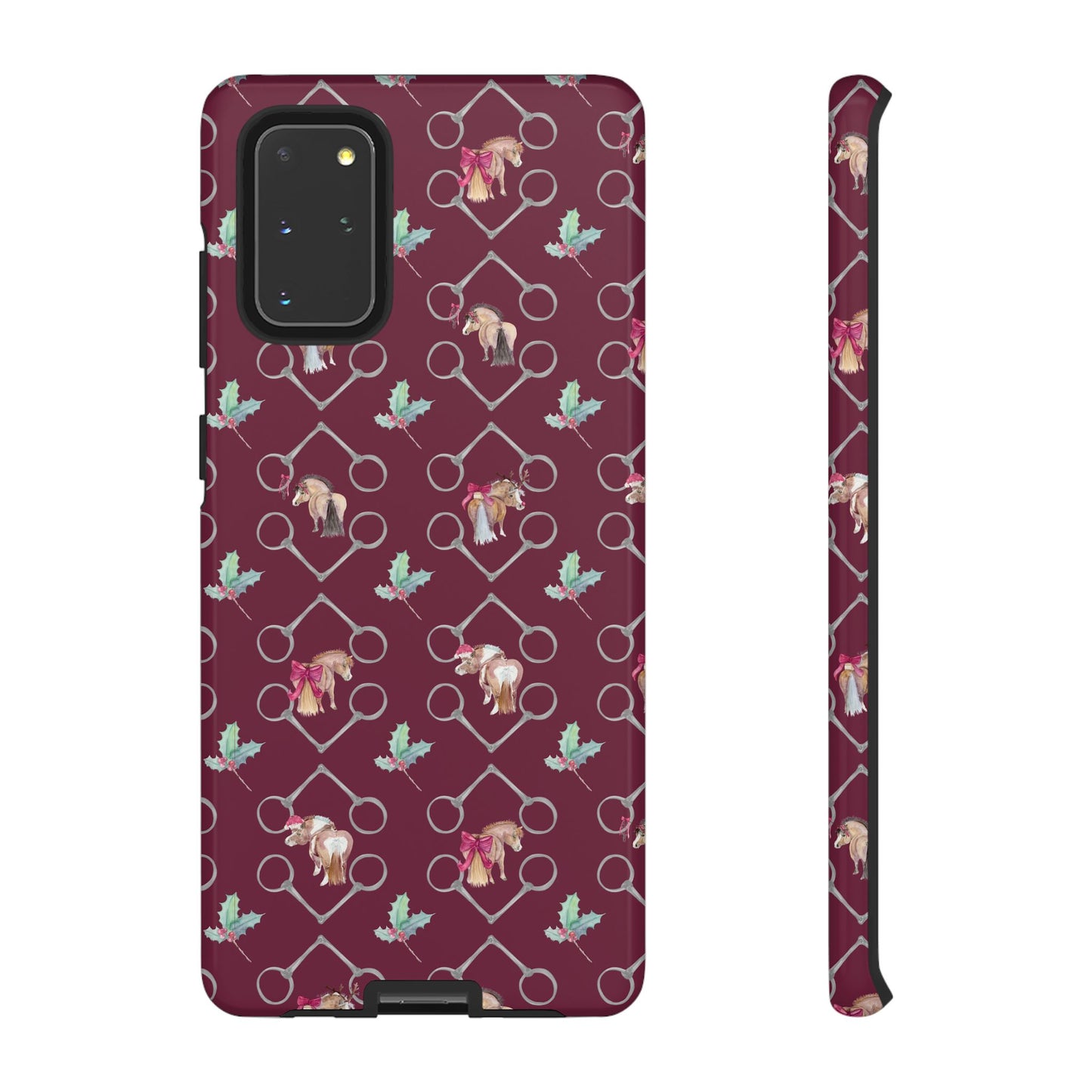 Adorable Little Ponies and Holly in Burgundy Tough Phone Case